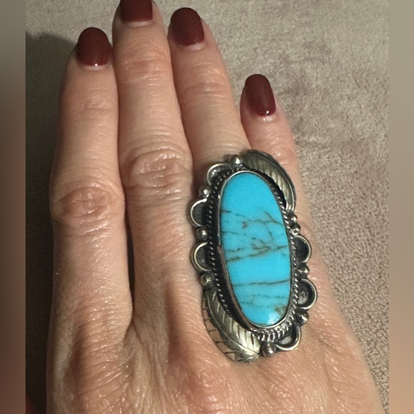 Vintage Jewelry - Vintage Sterling Silver Turquoise Ladies Ring Size 5